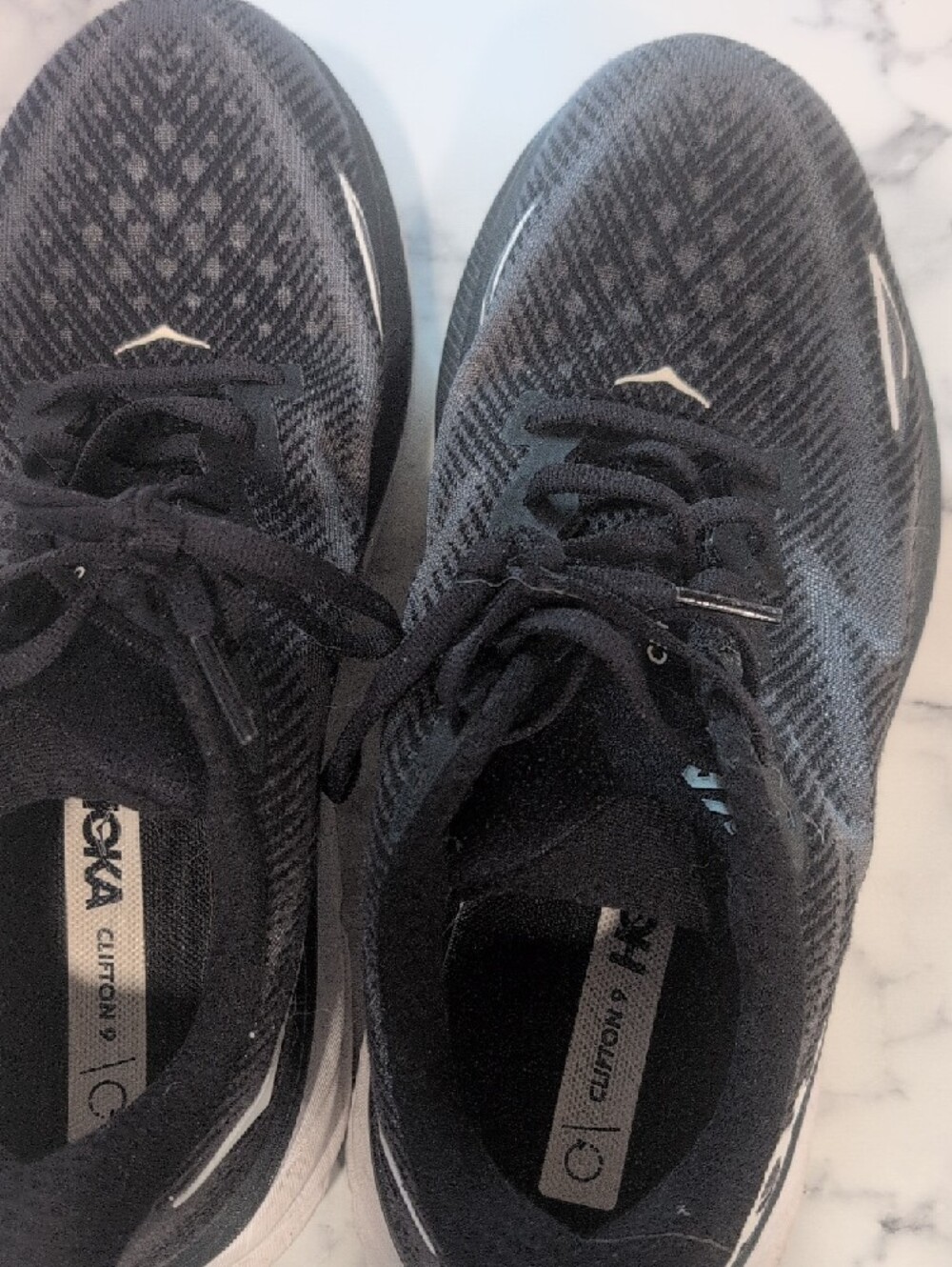 Hoka Clifton 9 Wide Women's Running Shoes Black with White Accents - Picture 5 of 9